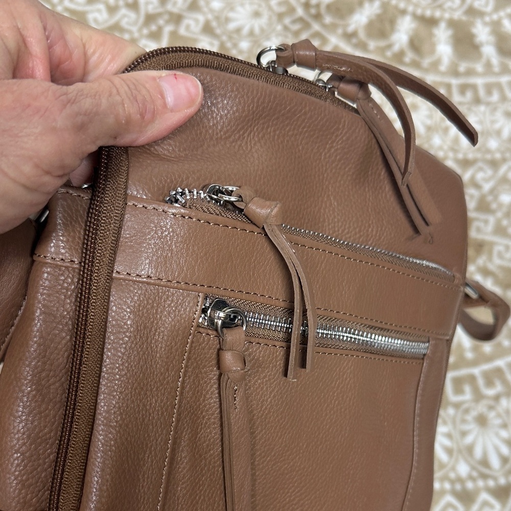 Tan Leather Crossbody Bag with multiple compartments - Picture 16 of 16